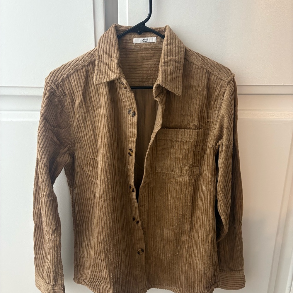 Men's Tan Corduroy Casual Shirt